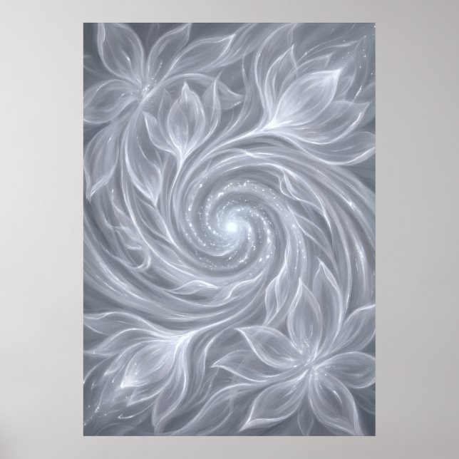 Celestial Alignment Silver Spiral Art Poster (Front)