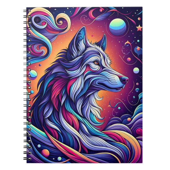 Celestial Alpha Wolf – Cosmic Fantasy Notebook (Front)
