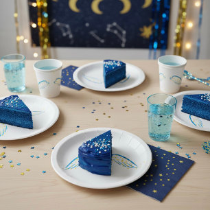Celestial Angel Wings with Sparkling Stars  Paper Plate