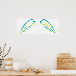 Celestial Angel Wings with Sparkling Stars Poster