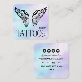 Celestial Angle Tattoo Salon Holographic Square Business Card