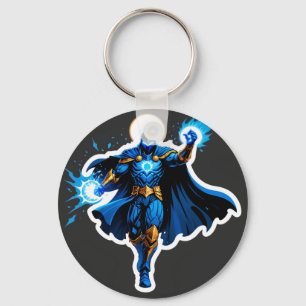 Celestial Arc Knight – Blue Energy Ascension Key Ring