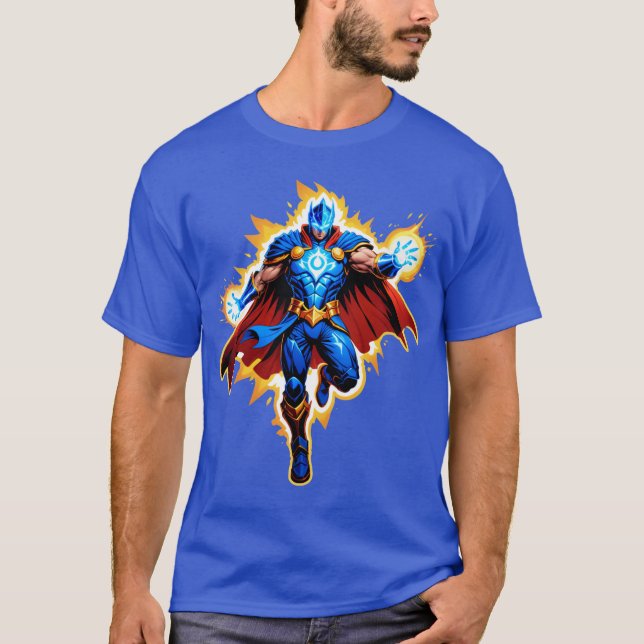 Celestial Arc Knight – Blue Energy Ascension T-Shirt (Front)