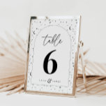 Celestial Arched Wedding Table Number<br><div class="desc">A celestial moon and star themed wedding table name which has the same design on the back,  to help guests find their table. Customise the colour of the star pattern,  background,  arch fill and moon element! You will need to buy one for each table number at your wedding.</div>