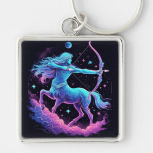 Celestial Archer Centaur in a Vibrant Starry Sky Key Ring