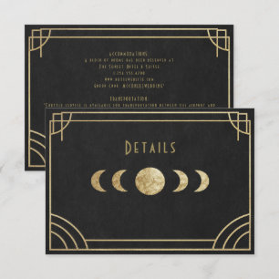 Celestial art deco wedding details card