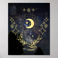 Celestial art Moon and Stars
