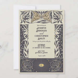 Celestial Art Nouveau Mystical Wedding Invitation