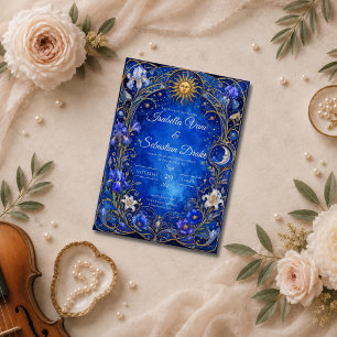 Celestial Art Nouveau Wedding Invitation