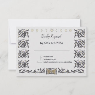 Celestial Art Nouveau Wedding RSVP Card