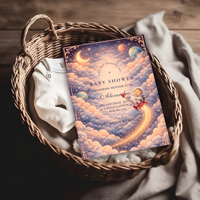 Celestial Astronaut Clouds Baby Shower Invitation (Creator Uploaded)