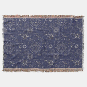 Celestial Astronomy Navy Pattern Throw Blanket