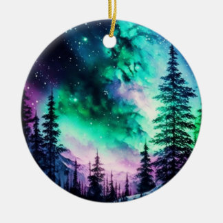 Celestial Aurora Borealis Northern Lights Vivid  Ceramic Ornament