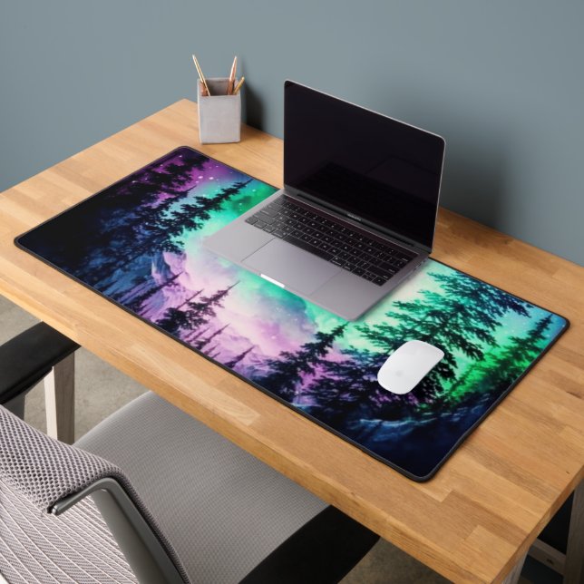 Celestial Aurora Borealis Northern Lights Vivid  Desk Mat (Office 2)