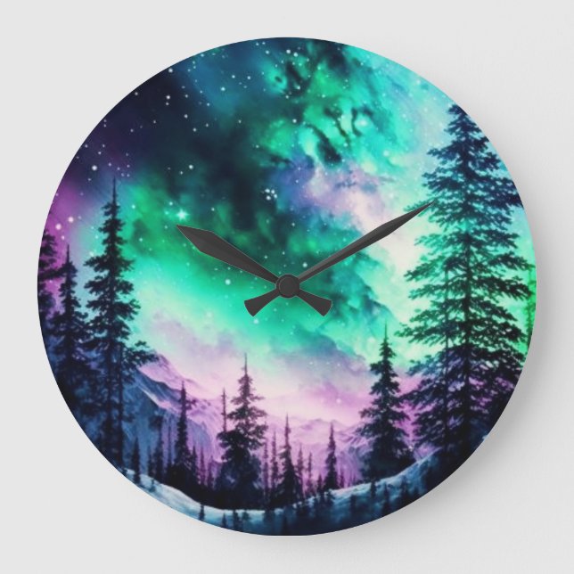 Celestial Aurora Borealis Northern Lights Vivid  Large Clock (Front)
