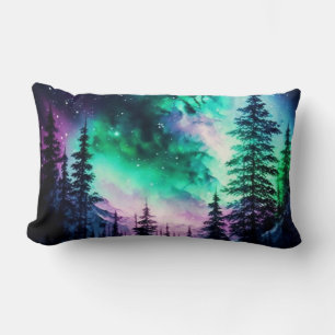 Celestial Aurora Borealis Northern Lights Vivid Lumbar Cushion