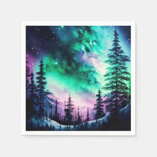 Celestial Aurora Borealis Northern Lights Vivid Napkin