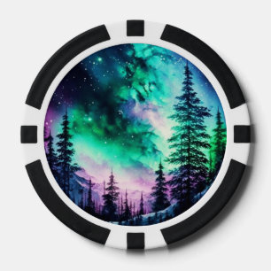 Celestial Aurora Borealis Northern Lights Vivid Poker Chips