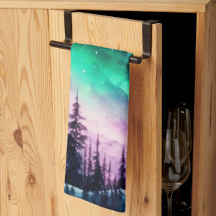 Celestial Aurora Borealis Northern Lights Vivid Tea Towel