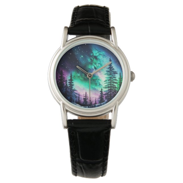 Celestial Aurora Borealis Northern Lights Vivid  Watch (Front)