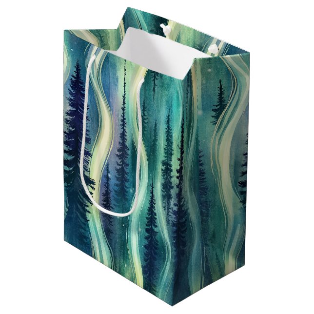 Celestial Aurora Night Pattern Medium Gift Bag (Front Angled)