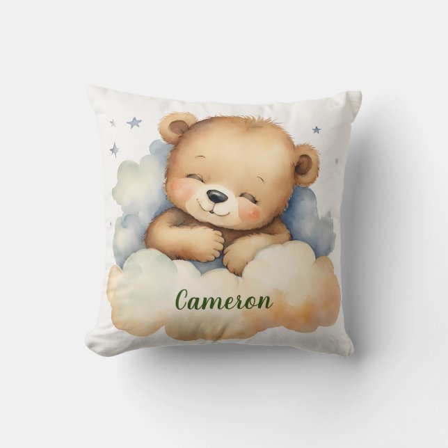 Celestial Baby Bear Personalised Nursery Cushion (Front)