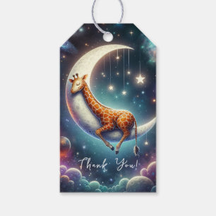 Celestial Baby Giraffe Sleeping on Moon & Stars Gift Tags