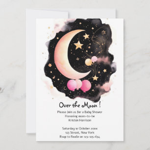 Celestial Baby Girl Shower: Moon & Stars Delight Invitation