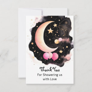Celestial Baby Girl Shower: Moon & Stars Delight Thank You Card