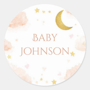 Celestial Baby Shower Favor Tag   Gold Star & Moon