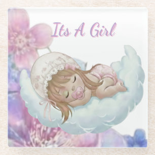 Celestial Baby shower Glass Coaster