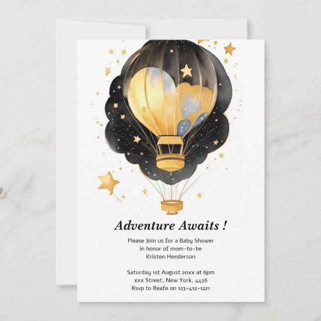 Celestial Baby Shower Invitation: Hot Air Balloon Invitation (Front)