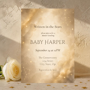 Celestial Baby Shower Invitation Ivory & Gold