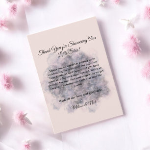Celestial Baby Shower Pink Watercolor Baby Girl Thank You Card