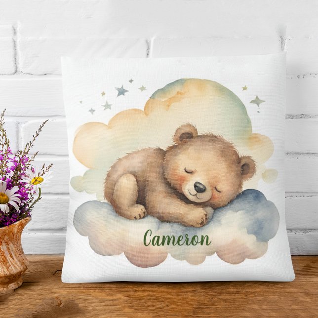 Celestial Bear Neutral Personalised Nursery Cushion (Creator Uploaded)