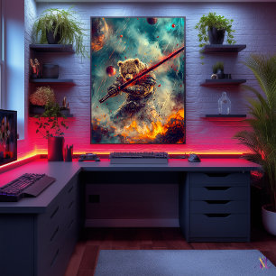 Celestial Bear Warrior – Cosmic Samurai Guardian Poster