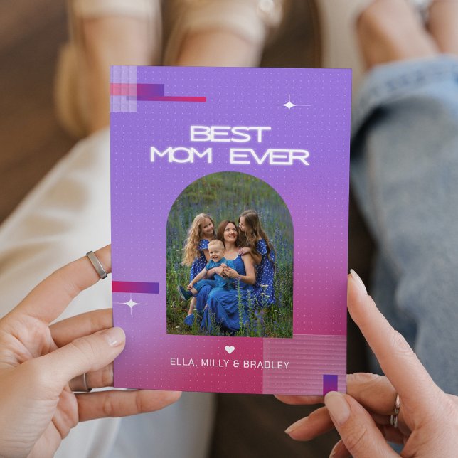 Celestial BEST MOM EVER Mother's Day Photo Holiday Card (Creator Uploaded)