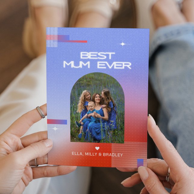 Celestial BEST MUM EVER Mother's Day Photo Holiday Card (Creator Uploaded)
