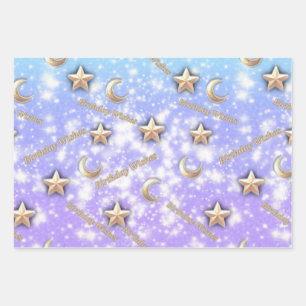 Celestial Birthday Gift Wrap Starry Night Paper
