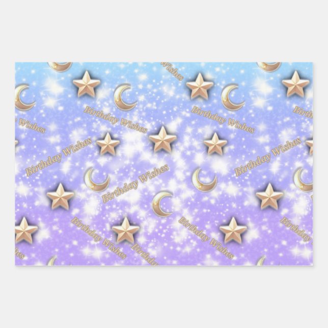 Celestial Birthday Gift Wrap | Starry Night Paper  (Front)