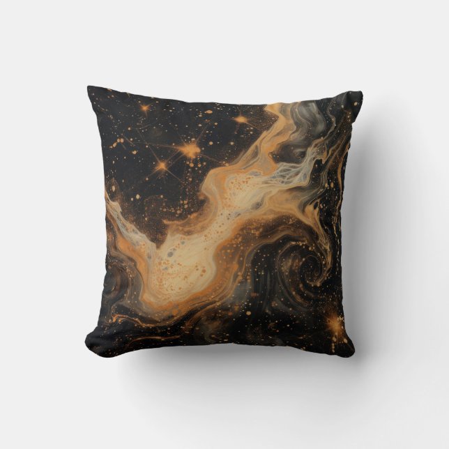 Celestial Black and Gold Cushion (Front)