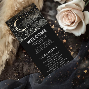Celestial Black and Gold Wedding Programs