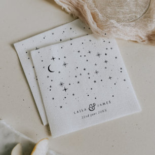 Celestial Black and White Wedding Napkin