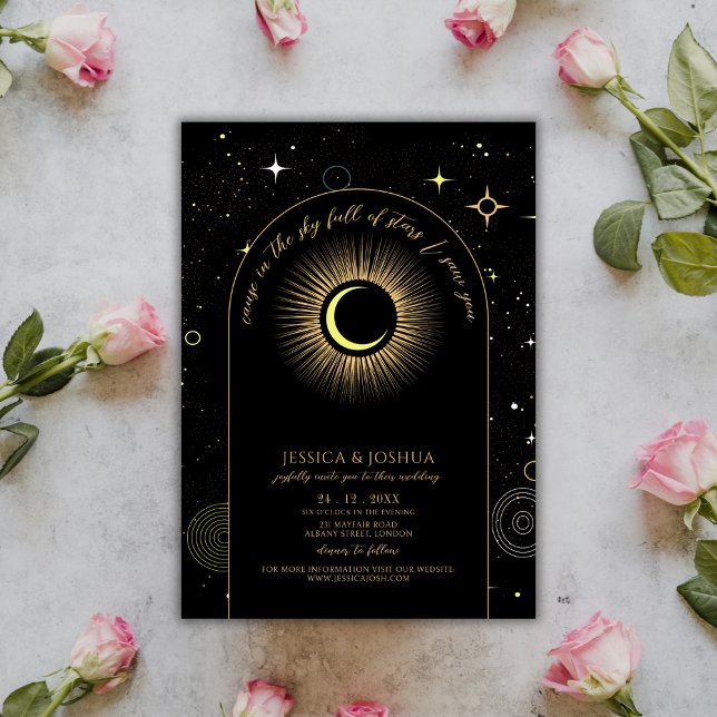 Celestial Black Arch Astrological Quote  Invitation (Creator Uploaded)