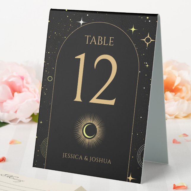 Celestial Black Arch Mystical Table Number (In SItu (Wedding))
