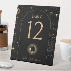 Celestial Black Arch Mystical Table Number Pedestal Sign