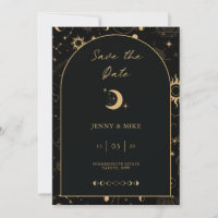 Celestial Black Arch Save the Date Invitation