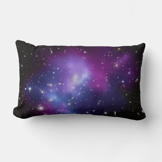 Celestial Black Blue and Purple Galaxy Cluster Lumbar Cushion (Front)