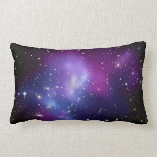 Celestial Black Blue and Purple Galaxy Cluster Lumbar Cushion