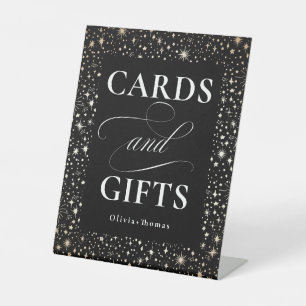 Celestial Black Card and Gifts Wedding Pedestal Sign